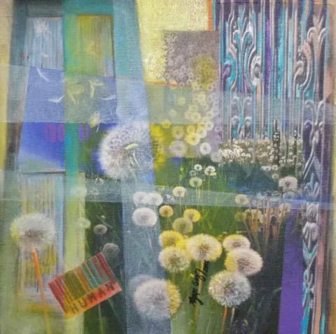 "Ütopik Hayatlar" eseri AYŞE SEZER tarafından 2016 yılında 25x25 cm ölçülerinde Tuval üzeri yağlı boya tekniği ile yapılmıştır.