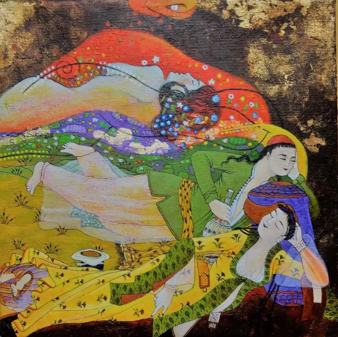 "Düet" eseri CENK SEZER tarafından 2016 yılında 25x25 cm ölçülerinde Tuval üzeri yağlı boya tekniği ile yapılmıştır.