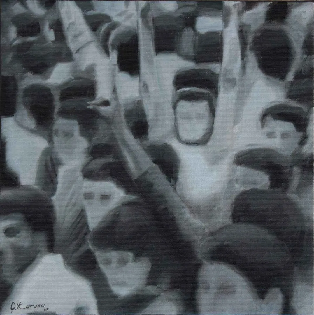 "isimsiz" eseri EREN ÇAĞDAŞ KARASU tarafından 2016 yılında 25x25 cm ölçülerinde Tuval üzeri yağlı boya tekniği ile yapılmıştır.