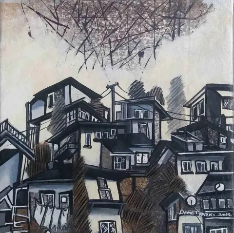 "isimsiz" eseri DEMET YAZICI tarafından 2016 yılında 25x25 cm ölçülerinde Tuval üzeri akrilik ve yağlı boya tekniği ile yapılmıştır.