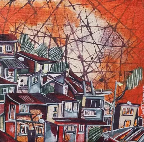 "isimsiz" eseri DEMET YAZICI tarafından 2016 yılında 25x25 cm ölçülerinde Tuval üzeri akrilik ve yağlı boya tekniği ile yapılmıştır.