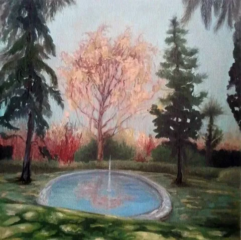 HATİTZE ACHMET — “bridge and white trees”, 2016 "bridge and white trees" eseri HATİTZE ACHMET tarafından 2016 yılında 25x25 cm ölçülerinde Tuval üzeri yağlı boya tekniği ile yapılmıştır.