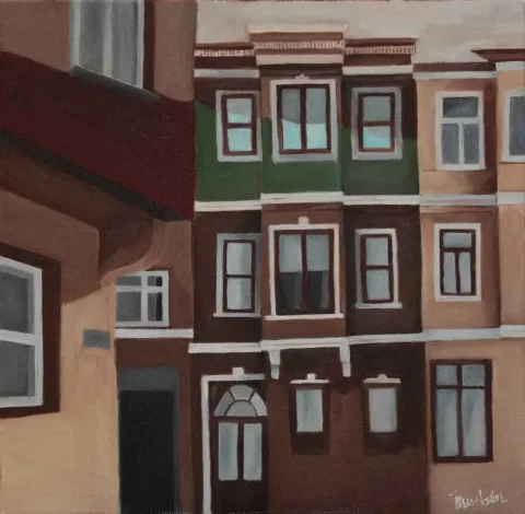 "Balat" eseri İLSU ASLAN tarafından 2016 yılında 25x25 cm ölçülerinde Tuval üzeri yağlı boya tekniği ile yapılmıştır.