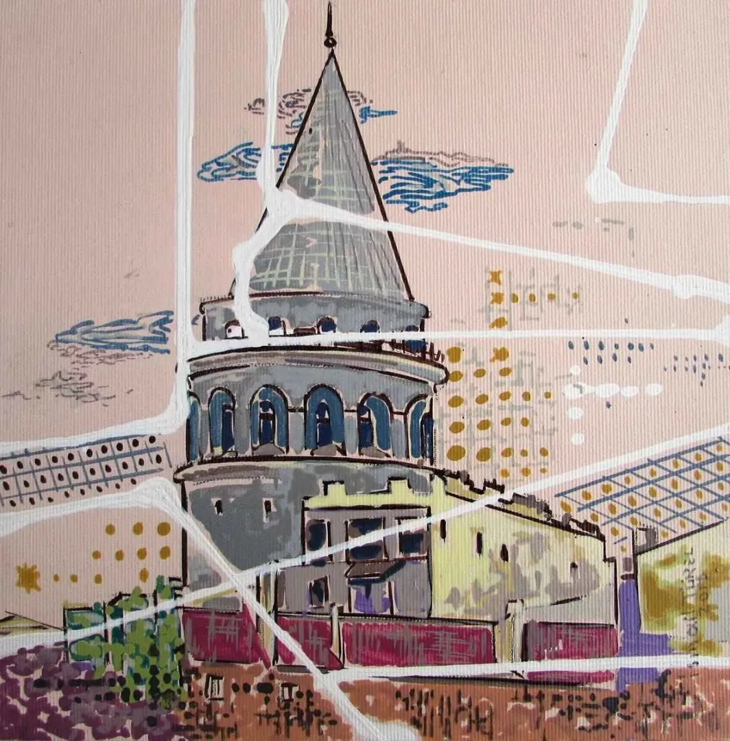 "Galata" eseri İSMAİL TÜREL tarafından 2016 yılında 25x25 cm ölçülerinde Tuval üzeri yağlı boya tekniği ile yapılmıştır.