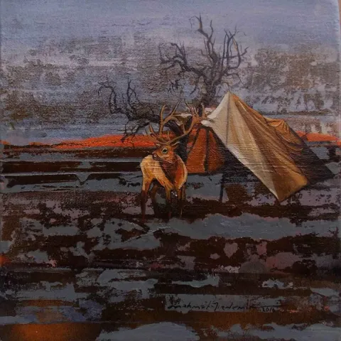 "isimsiz" eseri MAHMUT ÖZDEMİR tarafından 2016 yılında 25x25 cm ölçülerinde Tuval üzeri yağlı boya tekniği ile yapılmıştır.