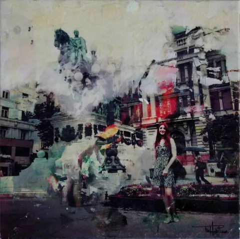 "isimsiz" eseri MUSTAFA MUTLU tarafından 2016 yılında 25x25 cm ölçülerinde Tuval üzeri karışık teknik tekniği ile yapılmıştır.