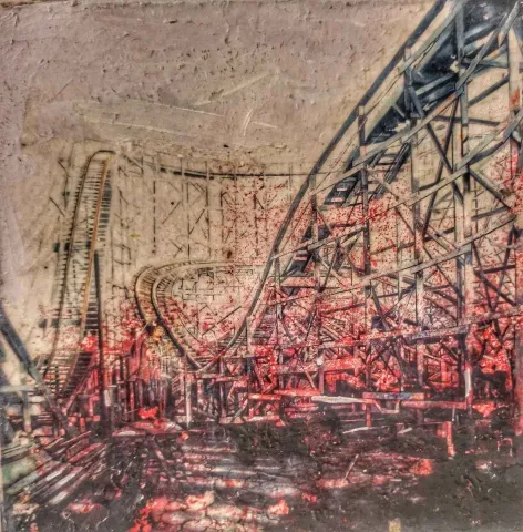 "isimsiz" eseri OĞUZ KALELİ tarafından 2016 yılında 25x25 cm ölçülerinde Tuval üzeri karışık teknik tekniği ile yapılmıştır.