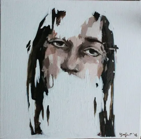 "Ben Kimim" eseri YAĞMUR YÖRÜK tarafından 2016 yılında 25x25 cm ölçülerinde Tuval üzeri yağlı boya tekniği ile yapılmıştır.