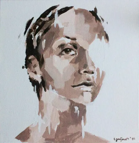 "Ben Kimim" eseri YAĞMUR YÖRÜK tarafından 2016 yılında 25x25 cm ölçülerinde Tuval üzeri yağlı boya tekniği ile yapılmıştır.
