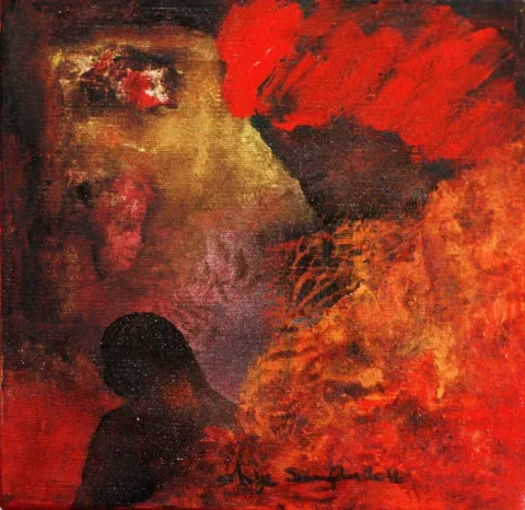 "isimsiz" eseri ASİYE SARIOĞLU tarafından 2016 yılında 25x25 cm ölçülerinde Tuval üzeri yağlı boya tekniği ile yapılmıştır.