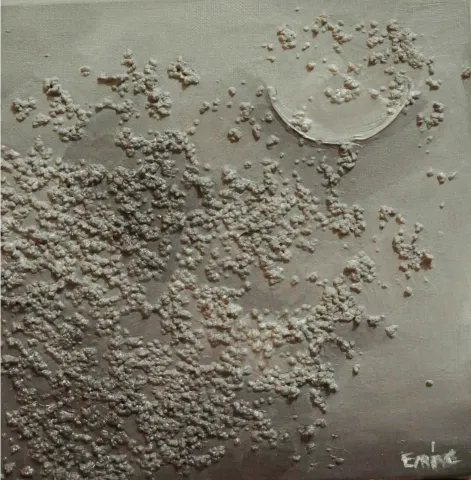 EMİNE GÜNDÜZ — “Paslanmış Ruhlara Hitap”, 2016 "Paslanmış Ruhlara Hitap" eseri EMİNE GÜNDÜZ tarafından 2016 yılında 25x25 cm ölçülerinde Tuval üzeri karışık teknik tekniği ile yapılmıştır.