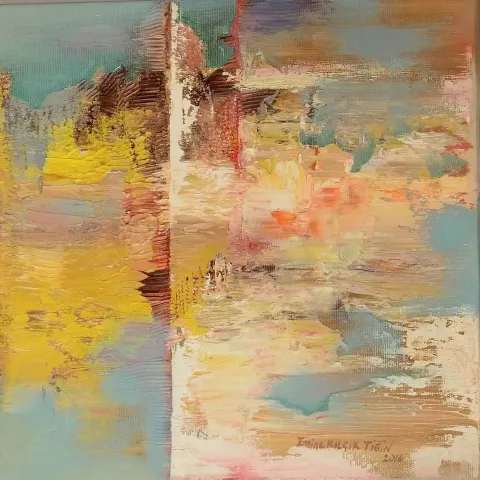 EMİNE KILÇIK TİĞİN — “Değişim”, 2016 "Değişim" eseri EMİNE KILÇIK TİĞİN tarafından 2016 yılında 25x25 cm ölçülerinde Tuval üzeri yağlı boya tekniği ile yapılmıştır.