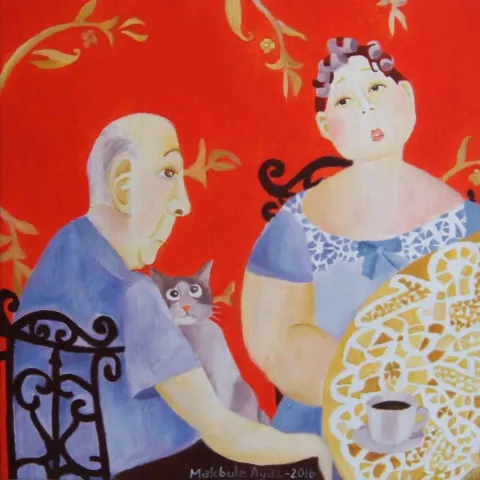 "isimsiz" eseri MAKBULE AYAZ tarafından 2016 yılında 25x25 cm ölçülerinde Tuval üzeri yağlı boya tekniği ile yapılmıştır.