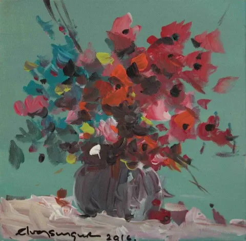 ELVAN SUNGUR — “isimsiz”, 2016 "isimsiz" eseri ELVAN SUNGUR tarafından 2016 yılında 25x25 cm ölçülerinde Tuval üzeri yağlı boya tekniği ile yapılmıştır.