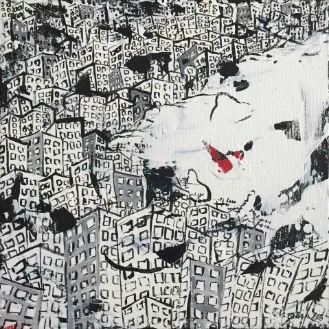 "isimsiz" eseri OBEN YILMAZ tarafından 2016 yılında 25x25 cm ölçülerinde Tuval üzeri yağlı boya tekniği ile yapılmıştır.