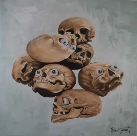 ÖNDER CAYMAZ — “isimsiz”, 2016 "isimsiz" eseri ÖNDER CAYMAZ tarafından 2016 yılında 25x25 cm ölçülerinde Tuval üzeri yağlı boya tekniği ile yapılmıştır.