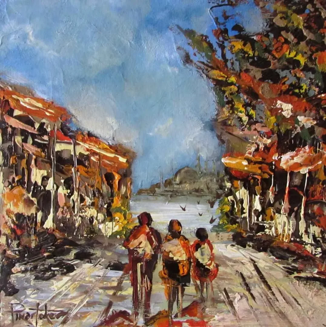 yakınlaştır "Sokak" eseri PINAR TOKER tarafından 2016 yılında 25x25 cm ölçülerinde Tuval üzeri yağlı boya tekniği ile yapılmıştır.