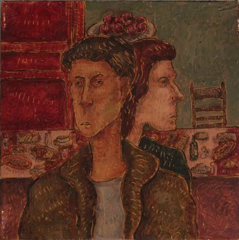 "isimsiz" eseri SEFA ÇATUK tarafından 2016 yılında 25x25 cm ölçülerinde Tuval üzeri yağlı boya tekniği ile yapılmıştır.