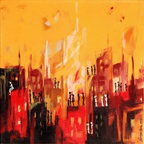 "isimsiz" eseri SÜREYYA GENÇ tarafından 2016 yılında 25x25 cm ölçülerinde Tuval üzeri yağlı boya tekniği ile yapılmıştır.