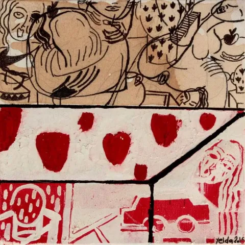 YALDA JAFARİ YAGHİN — “isimsiz”, 2016 "isimsiz" eseri YALDA JAFARİ YAGHİN tarafından 2016 yılında 25x25 cm ölçülerinde Tuval üzeri yağlı boya tekniği ile yapılmıştır.