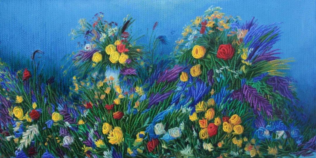 "Benim Çiçeklerim" eseri AHMET YEŞİL tarafından 100x200 cm ölçülerinde Tuval üzeri yağlı boya tekniği ile yapılmıştır.