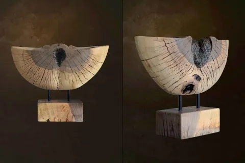 Bu eser AZİMET KARAMAN tarafından 2017 yılında 46x59x21 cm ölçülerinde Ahşap Yontma(Ceviz) tekniği ile yapılmıştır.