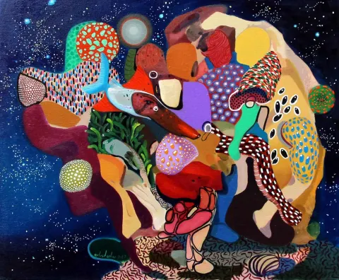 Bu eser LEVENT OYLUÇTARHAN tarafından 2017 yılında 38x46 cm ölçülerinde Tuval üzeri yağlı boya tekniği ile yapılmıştır.