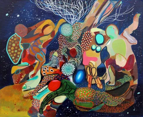 Bu eser LEVENT OYLUÇTARHAN tarafından 2017 yılında 38x46 cm ölçülerinde Tuval üzeri yağlı boya tekniği ile yapılmıştır.