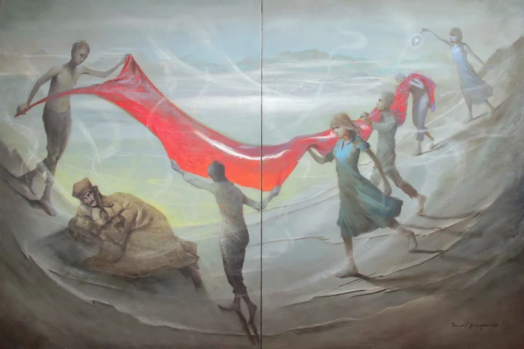 yakınlaştır "1923" eseri YUSUF ŞENGÜR tarafından 2017 yılında 120x180 cm ölçülerinde Tuval üzeri yağlı boya tekniği ile yapılmıştır.