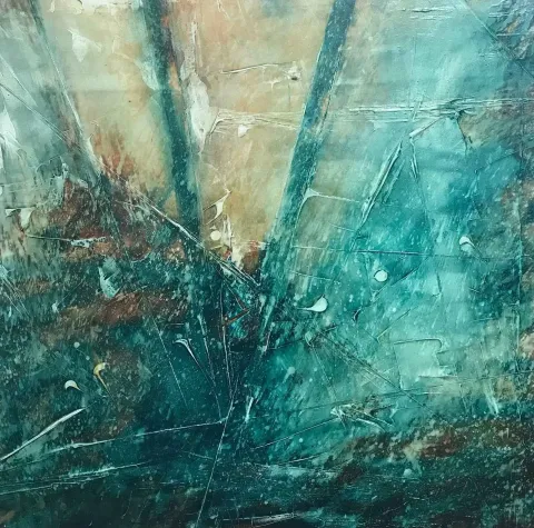 "Katarsis" eseri MUSA GÜNEY tarafından 2017 yılında 70x70 cm ölçülerinde Tuval üzeri yağlı boya tekniği ile yapılmıştır.