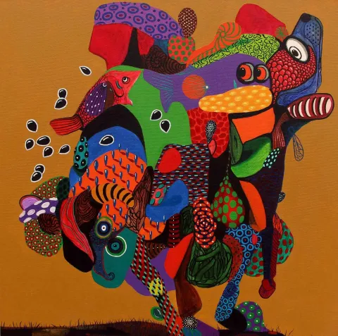 "Alga Marina" eseri LEVENT OYLUÇTARHAN tarafından 2017 yılında 70x70 cm ölçülerinde Tuval üzeri yağlı boya tekniği ile yapılmıştır.