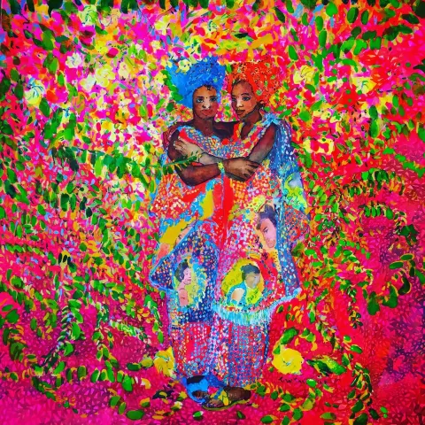 PINAR TINÇ — “Pembe Hayat”, 2017 "Pembe Hayat" eseri PINAR TINÇ tarafından 2017 yılında 70x70 cm ölçülerinde Tuvale çini mürekkebi tekniği ile yapılmıştır.