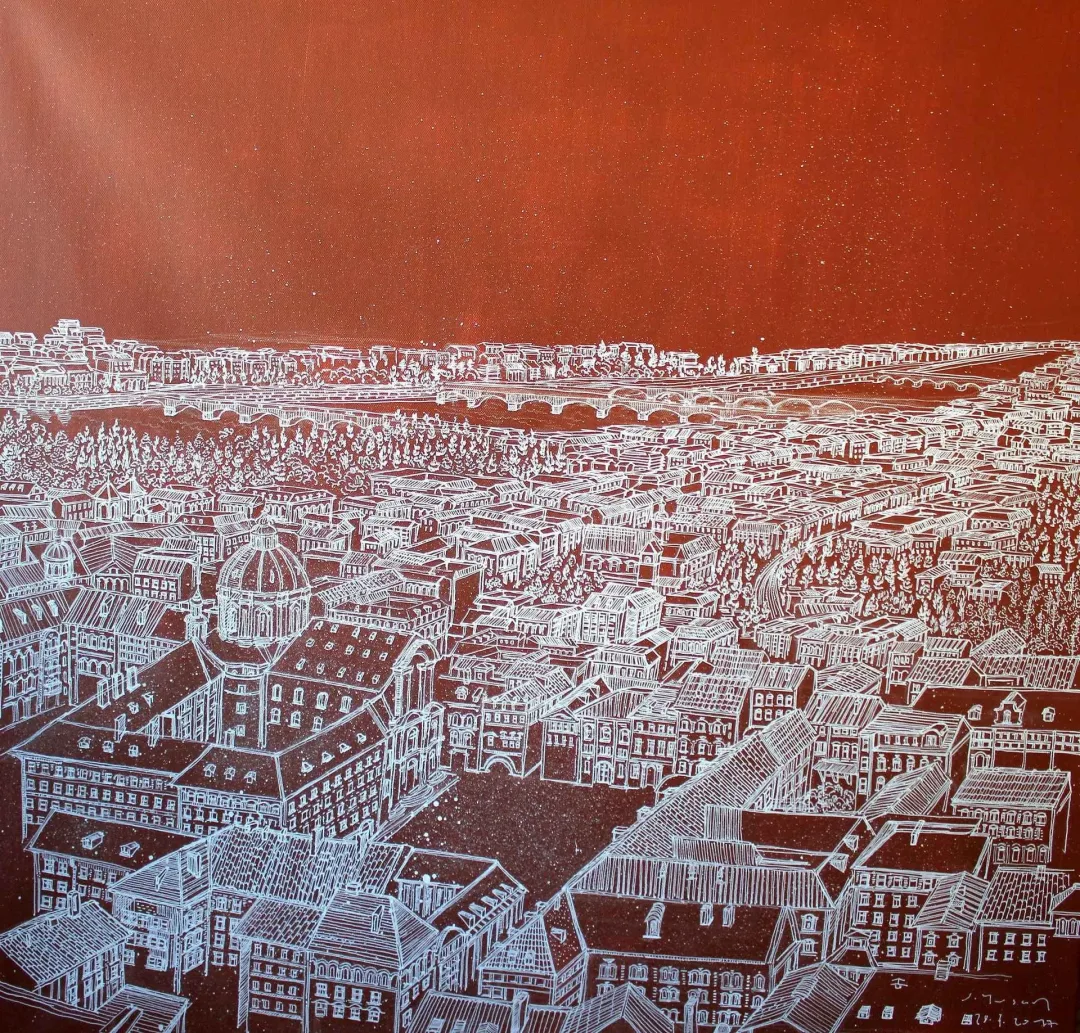 yakınlaştır "Prag" eseri SÜMEYYE YUŞAN tarafından 2017 yılında 70x70 cm ölçülerinde Tuval üzeri karışık teknik tekniği ile yapılmıştır.