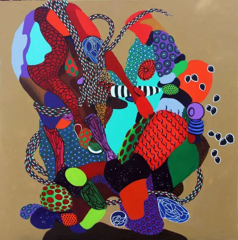 "Alga Marina" eseri LEVENT OYLUÇTARHAN tarafından 2017 yılında 70x70 cm ölçülerinde Tuval üzeri yağlı boya tekniği ile yapılmıştır.
