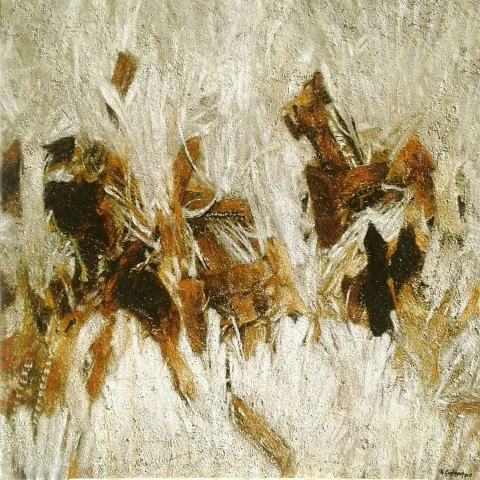 "Kuva-yi Milliye - x" eseri HASAN ÇAĞLAYAN tarafından 2017 yılında 70x70 cm ölçülerinde Tuval üzeri karışık teknik tekniği ile yapılmıştır.