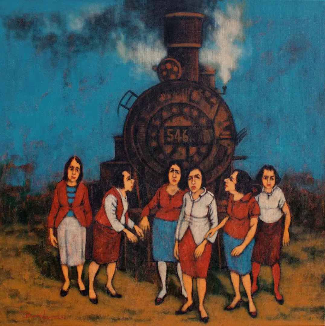 "Açık alan" eseri ORHAN UMUT tarafından 2017 yılında 70x70 cm ölçülerinde Tuvale üzeri akrilik boya boya tekniği ile yapılmıştır.