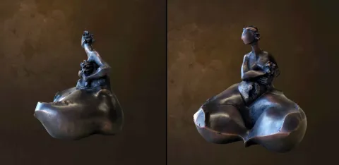 Bu eser AZİMET KARAMAN tarafından 2016 yılında 37x32x28 cm ölçülerinde Bronz tekniği ile yapılmıştır.