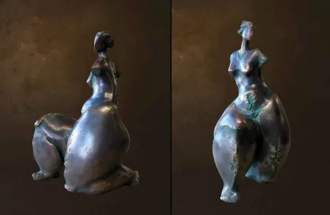 Bu eser AZİMET KARAMAN tarafından 2016 yılında 45x23x25 cm ölçülerinde Bronz tekniği ile yapılmıştır.