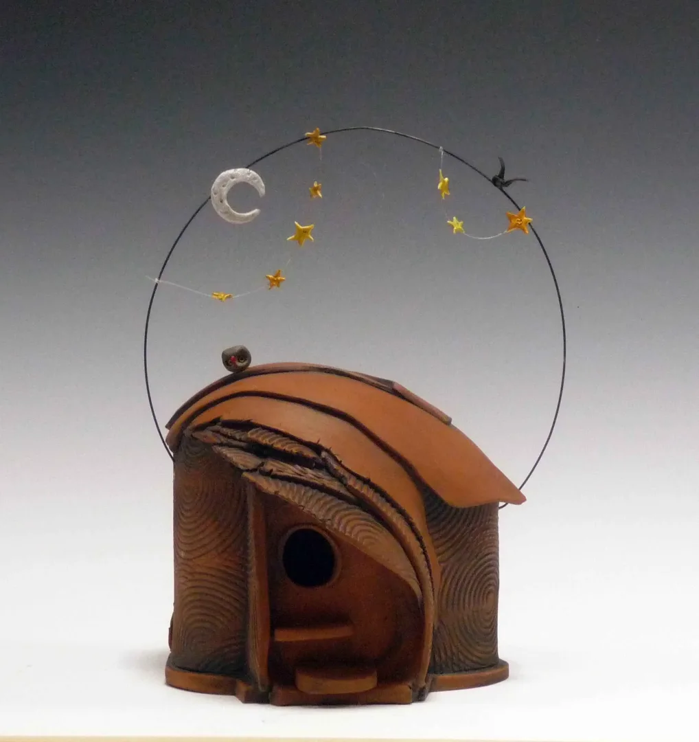 yakınlaştır "Kuş evi - gece" eseri DENİZ ONUR ERMAN tarafından 2012 yılında 49x41 cm ölçülerinde Metal Yontu tekniği ile yapılmıştır.