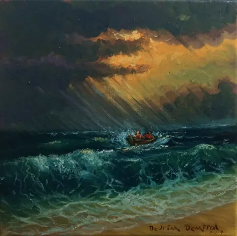 DEVRİM DEMİRAL — “Dönüş”, 2017 "Dönüş" eseri DEVRİM DEMİRAL tarafından 2017 yılında 25x25 cm ölçülerinde Tuval üzeri yağlı boya tekniği ile yapılmıştır.