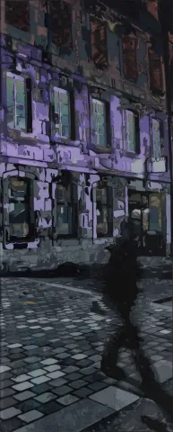 "Karaköy Hayaleti" eseri EMRE LÜLE tarafından 2017 yılında 125x50 cm ölçülerinde Poliplastik tekniği ile yapılmıştır.