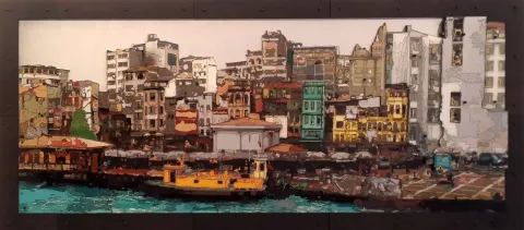 "Karaköy" eseri EMRE LÜLE tarafından 2017 yılında 50x125 cm ölçülerinde Poliplastik tekniği ile yapılmıştır.