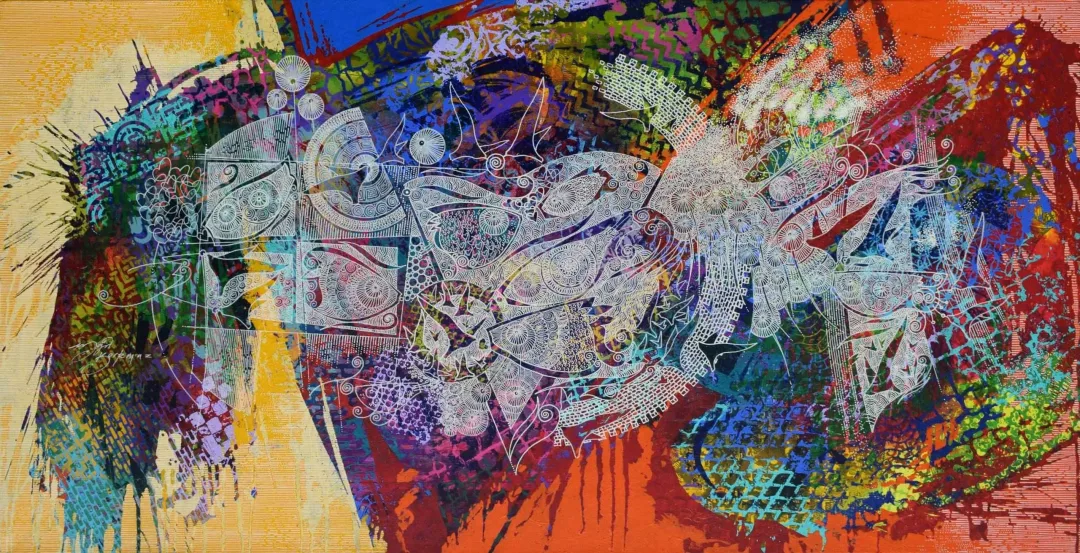 ENGİN KORKMAZ — “İsimsiz”, 2017 "İsimsiz" eseri ENGİN KORKMAZ tarafından 2017 yılında 56x110 cm ölçülerinde Tuval üzeri akrilik boya tekniği ile yapılmıştır.