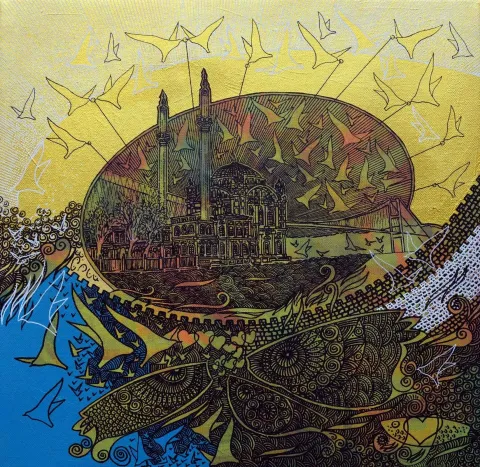 ENGİN KORKMAZ — “Untitled”, 2017 "İsimsiz" eseri ENGİN KORKMAZ tarafından 2017 yılında 40x40 cm ölçülerinde Tuval üzeri akrilik boya tekniği ile yapılmıştır.