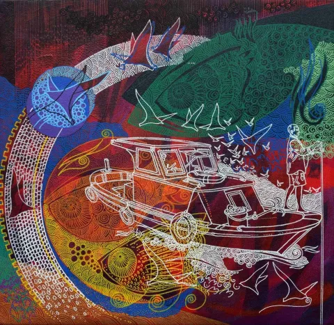 "İsimsiz" eseri ENGİN KORKMAZ tarafından 2017 yılında 40x40 cm ölçülerinde Tuval üzeri akrilik boya tekniği ile yapılmıştır.