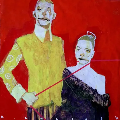"İsimsiz" eseri ERCAN AYÇİÇEK tarafından 2016 yılında 12x12 cm ölçülerinde Duralit üzeri akrilik boya tekniği ile yapılmıştır.
