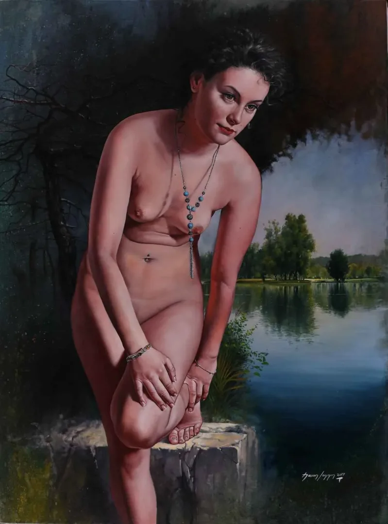 yakınlaştır "Baigneuse" eseri HASAN SAYGIN tarafından 2017 yılında 81x60 cm ölçülerinde Tuval üzeri yağlı boya tekniği ile yapılmıştır.