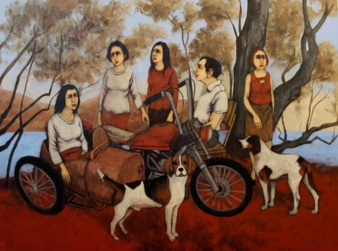 yakınlaştır "Esaslı Sohbet" eseri ORHAN UMUT tarafından 2017 yılında 90x120 cm ölçülerinde Tuvale üzeri akrilik boya tekniği ile yapılmıştır.