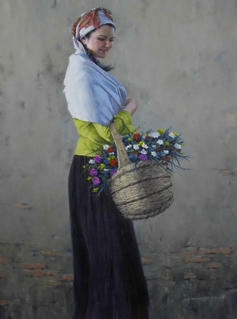 "Çiçekçi Genç Kadın" eseri FATİH KARAKAŞ tarafından 2017 yılında 80x60 cm ölçülerinde Tuval üzeri yağlı boya tekniği ile yapılmıştır.