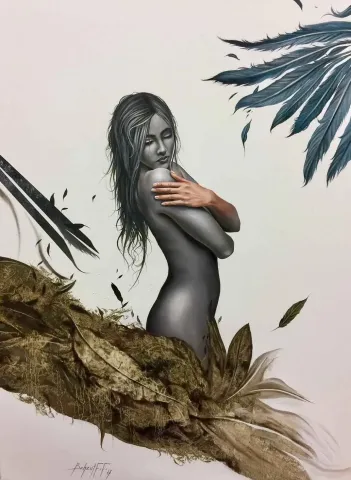 "Kadının Dokunuşu-3" eseri BEHZAT FEYZULLAH tarafından 2017 yılında 80x60 cm ölçülerinde Tuval üzeri yağlı boya tekniği ile yapılmıştır.